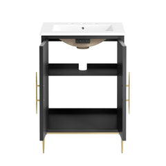 Awaken White/Black 24" Bathroom Vanity - 18.5x24.5" - Ornate Home