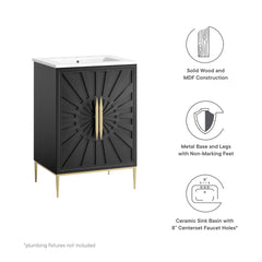 Awaken White/Black 24" Bathroom Vanity - 18.5x24.5" - Ornate Home
