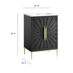Awaken White/Black 24" Bathroom Vanity - 18.5x24.5" - Ornate Home