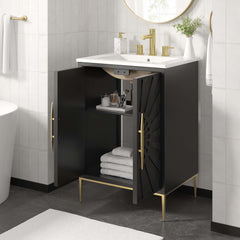 Awaken White/Black 24" Bathroom Vanity - 18.5x24.5" - Ornate Home