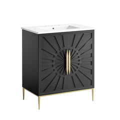 Awaken White/Black 30" Bathroom Vanity - Ornate Home