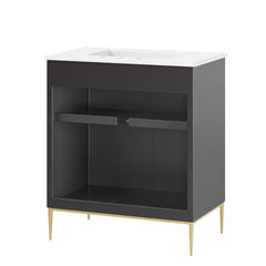 Awaken White/Black 30" Bathroom Vanity - Ornate Home