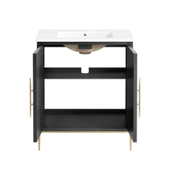 Awaken White/Black 30" Bathroom Vanity - Ornate Home