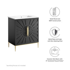 Awaken White/Black 30" Bathroom Vanity - Ornate Home