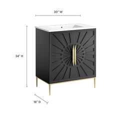 Awaken White/Black 30" Bathroom Vanity - Ornate Home