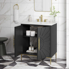Awaken White/Black 30" Bathroom Vanity - Ornate Home