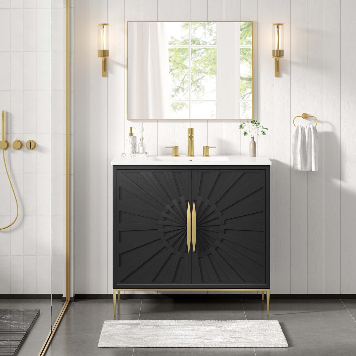 Awaken White/Black 36" Bathroom Vanity - Ornate Home