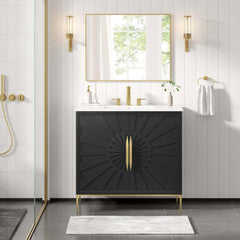 Awaken White/Black 36" Bathroom Vanity - Ornate Home