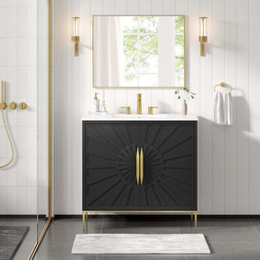 Awaken White/Black 36" Bathroom Vanity - Ornate Home