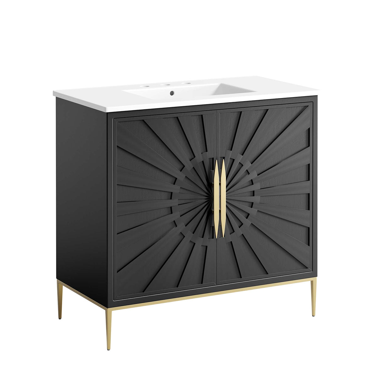 Awaken White/Black 36" Bathroom Vanity - Ornate Home