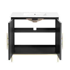 Awaken White/Black 36" Bathroom Vanity - Ornate Home