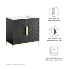 Awaken White/Black 36" Bathroom Vanity - Ornate Home