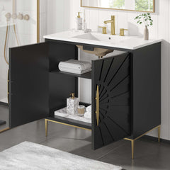 Awaken White/Black 36" Bathroom Vanity - Ornate Home