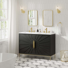 Awaken White/Black 48" Double Sink Bathroom Vanity - Ornate Home