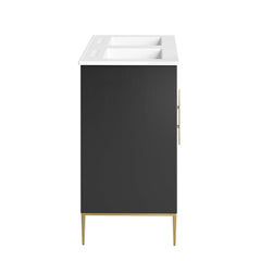 Awaken White/Black 48" Double Sink Bathroom Vanity - Ornate Home
