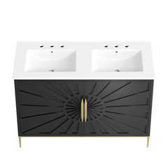 Awaken White/Black 48" Double Sink Bathroom Vanity - Ornate Home