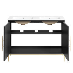 Awaken White/Black 48" Double Sink Bathroom Vanity - Ornate Home