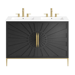 Awaken White/Black 48" Double Sink Bathroom Vanity - Ornate Home