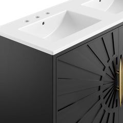 Awaken White/Black 48" Double Sink Bathroom Vanity - Ornate Home