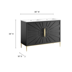 Awaken White/Black 48" Double Sink Bathroom Vanity - Ornate Home