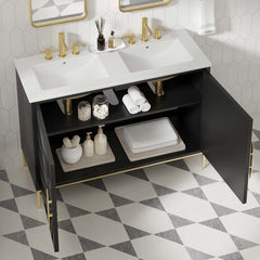 Awaken White/Black 48" Double Sink Bathroom Vanity - Ornate Home