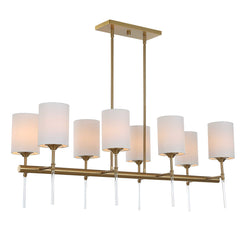 Awyr Brass/White 8 Light Linear Chandelier - Ornate Home