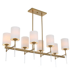 Awyr Brass/White 8 Light Linear Chandelier - Ornate Home