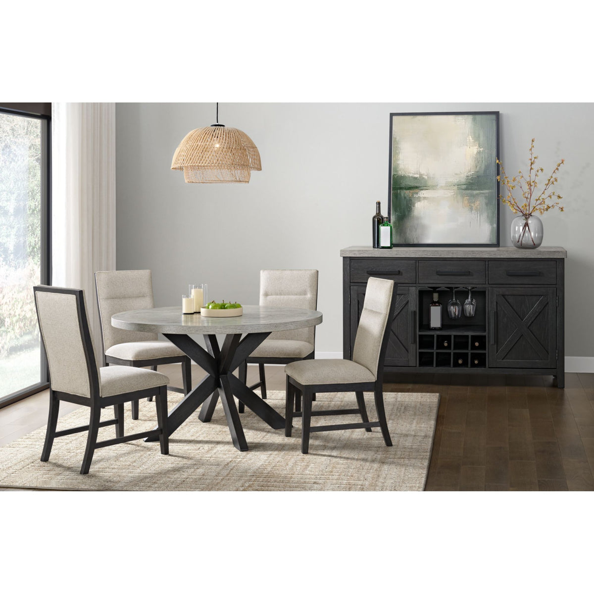 Axel Espresso Round Dining Table with Light Grey Top - Ornate Home
