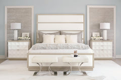 Axiom Brushed Silver/Beige/Tan Bench - Ornate Home