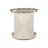 Axiom Brushed Silver/Linear Grey/Linear White Side Table - Ornate Home