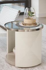 Axiom Brushed Silver/Linear Grey/Linear White Side Table - Ornate Home