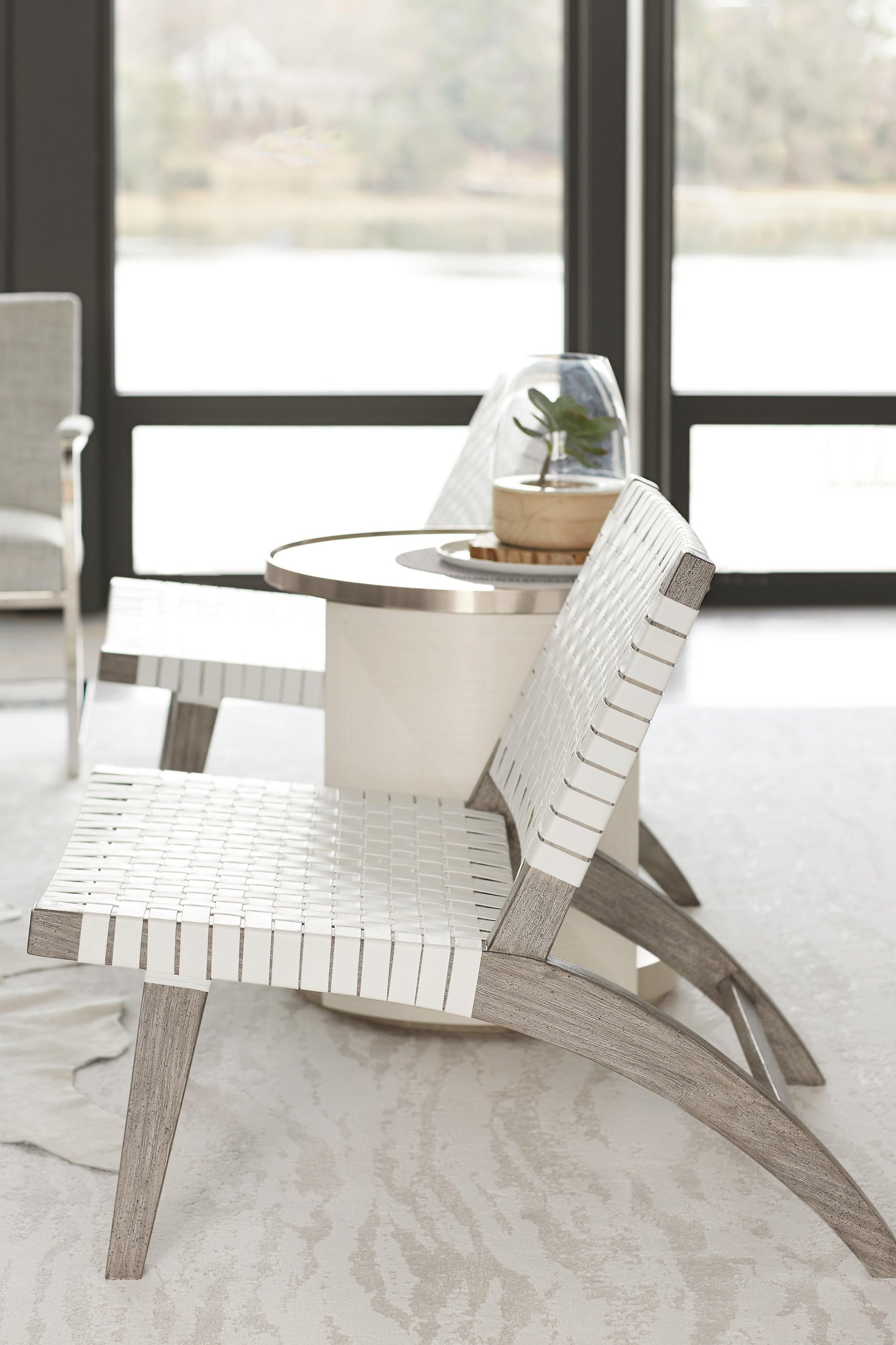 Axiom Brushed Silver/Linear Grey/Linear White Side Table - Ornate Home