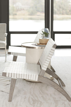 Axiom Brushed Silver/Linear Grey/Linear White Side Table - Ornate Home