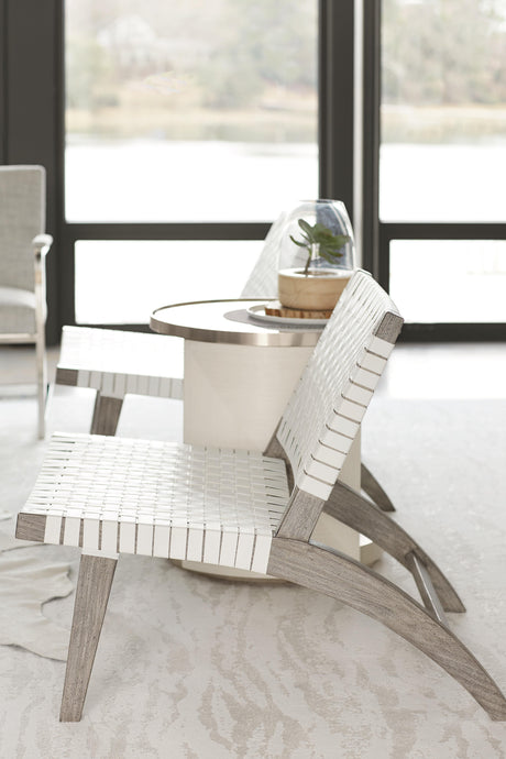 Axiom Brushed Silver/Linear Grey/Linear White Side Table - Ornate Home