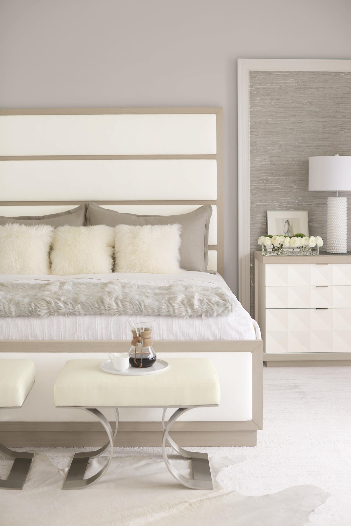 Axiom Linear Grey King Panel Bed - Ornate Home