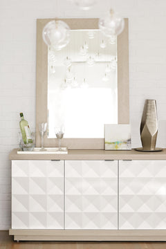 Axiom Linear Grey/Linear White/White Linen Buffet - Ornate Home