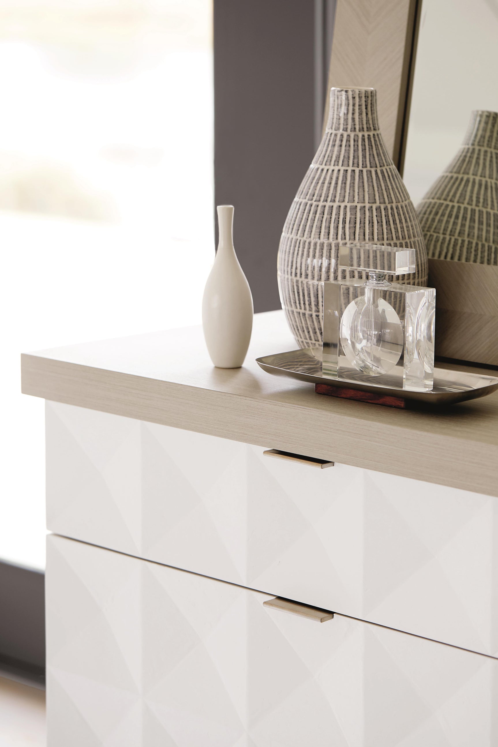 Axiom Linear Grey/Linear White/White Linen Dresser - Ornate Home