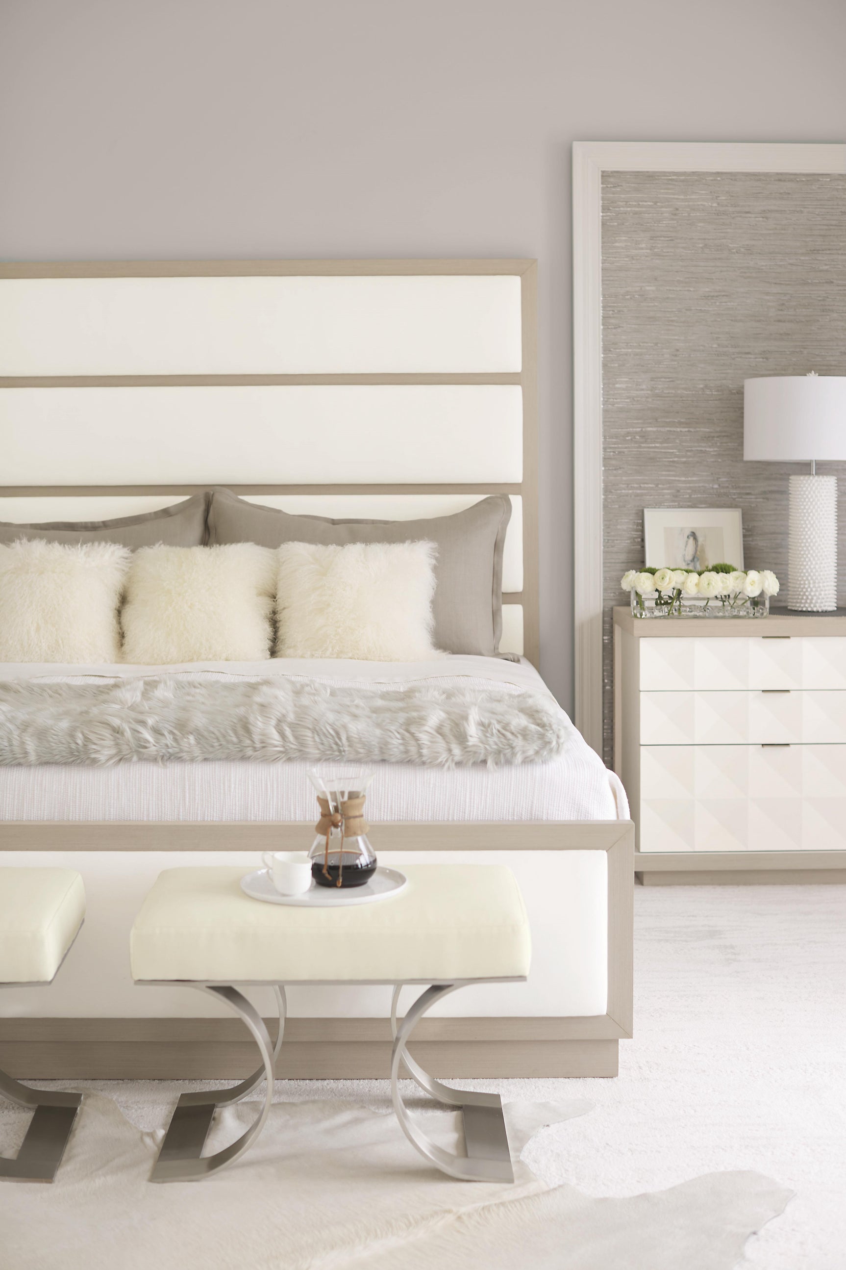 Axiom Linear Grey/Linear White/White Linen Nightstand - Ornate Home