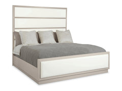 Axiom Linear Grey/White/Cream Panel King Bed (Headboard With Four Upholstered) - Ornate Home