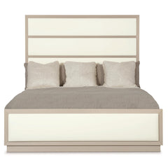 Axiom Linear Grey/White/Cream Panel King Bed (Headboard With Four Upholstered) - Ornate Home