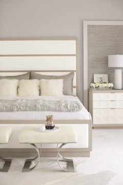 Axiom Linear Grey/White/Cream Panel King Bed (Headboard With Four Upholstered) - Ornate Home