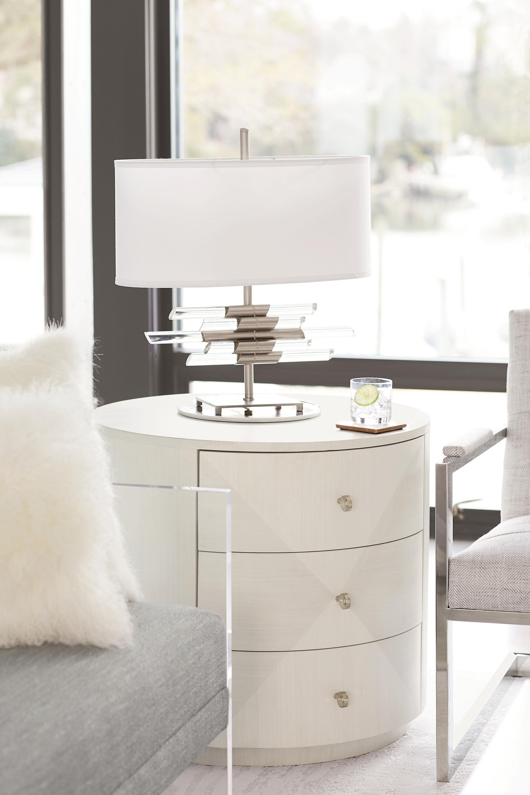 Axiom Linear White Side Table - Ornate Home