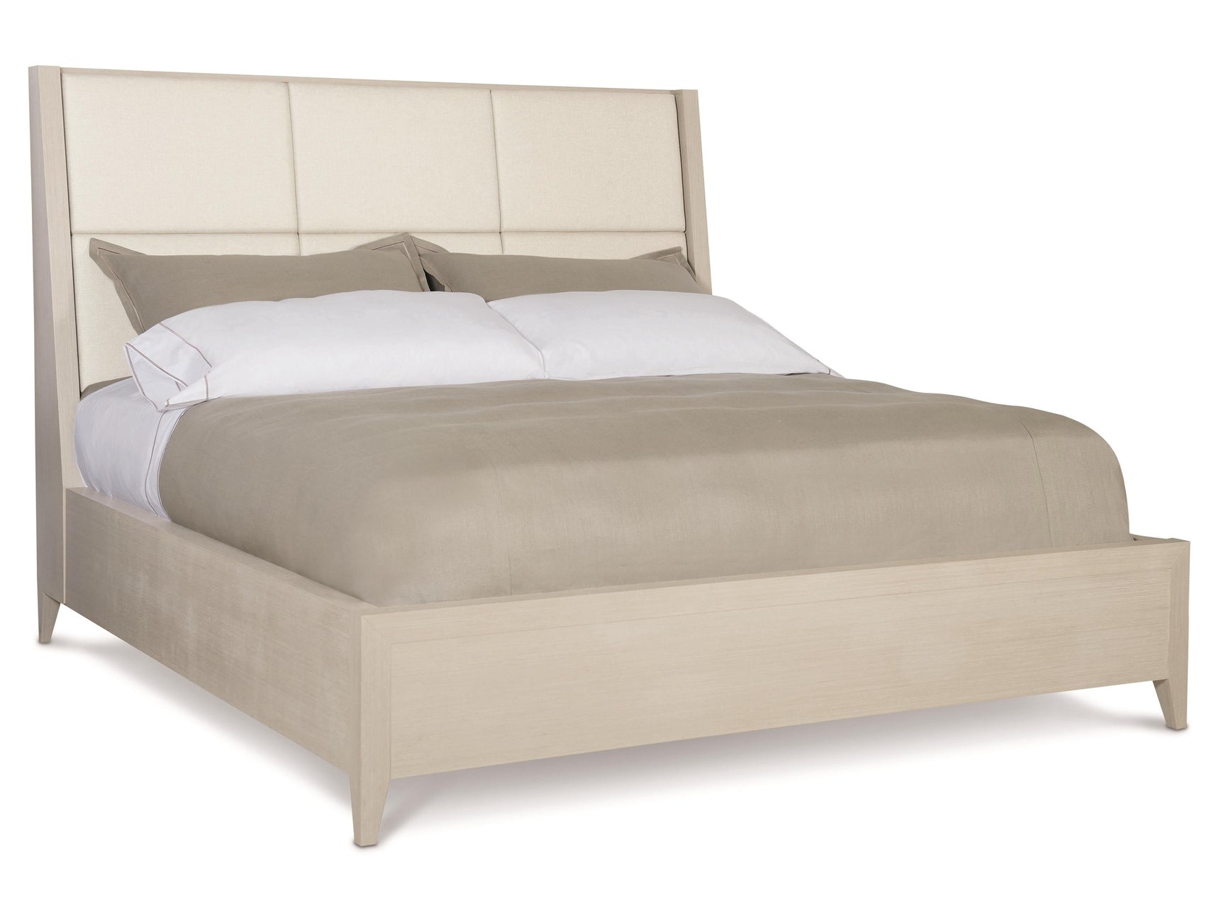 Axiom White/Cream/Linear Grey Queen Panel Bed - Ornate Home