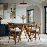 Axis Sable Round Counter Height Table w/ Ladder Back Swivel Counter Stool - Ornate Home