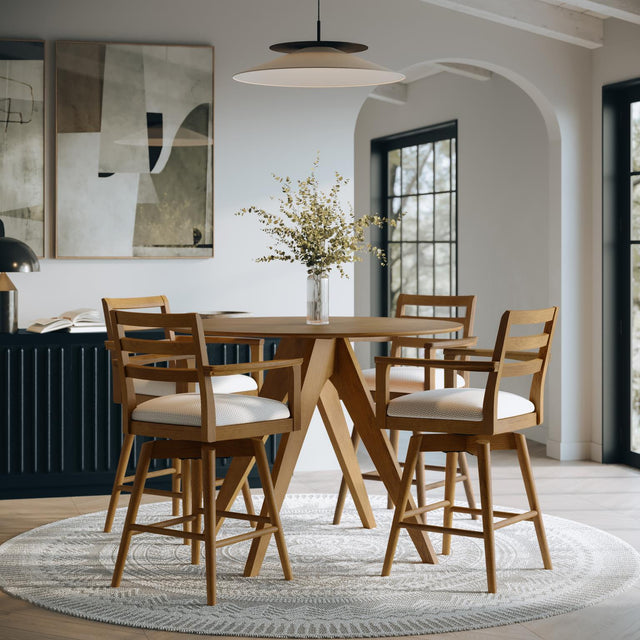 Axis Sable Round Counter Height Table w/ Ladder Back Swivel Counter Stool - Ornate Home