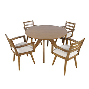 Axis Sable Round Dining Table w/ Ladder Back Swivel Chair - Ornate Home