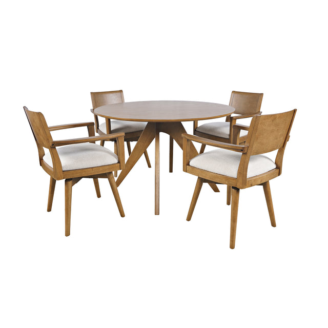 Axis Sable Round Dining Table w/ Panel Back Swivel Chair - Ornate Home