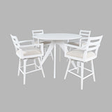 Axis White Counter Dining Table w/ 4 Ladder Back Swivel Counter Stool - Ornate Home