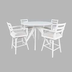 Axis White Counter Dining Table w/ 4 Ladder Back Swivel Counter Stool - Ornate Home