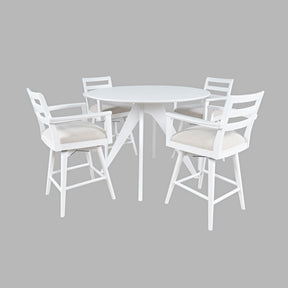 Axis White Counter Dining Table w/ 4 Ladder Back Swivel Counter Stool - Ornate Home